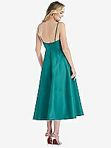 Rear View Thumbnail - Jade Spaghetti Strap Full Skirt Satin Midi Dress