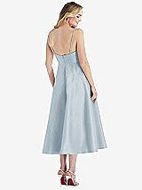 Rear View Thumbnail - Mist Spaghetti Strap Full Skirt Satin Midi Dress