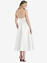 Rear View Thumbnail - White Spaghetti Strap Full Skirt Satin Midi Dress