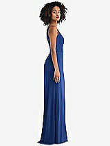 Alt View 2 Thumbnail - Classic Blue Skinny One-Shoulder Trumpet Gown with Front Slit