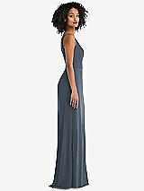Alt View 2 Thumbnail - Silverstone Skinny One-Shoulder Trumpet Gown with Front Slit
