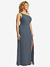 Side View Thumbnail - Silverstone Skinny One-Shoulder Trumpet Gown with Front Slit