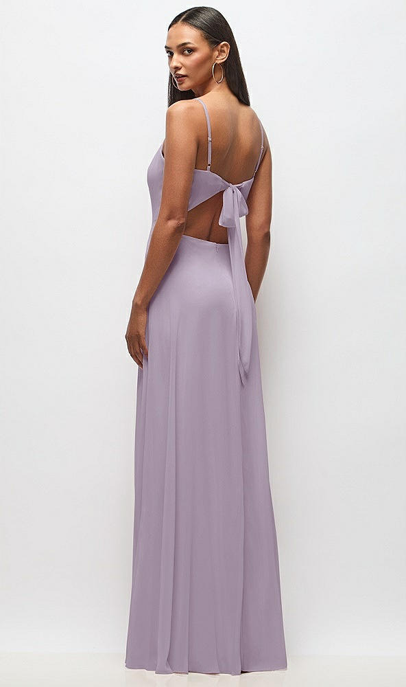 Back View - Lilac Haze Tie-Back Cutout Maxi Dress with Front Slit