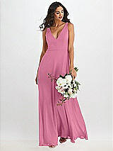 Alt View 1 Thumbnail - Orchid Pink Deep V-Neck Chiffon Maxi Dress