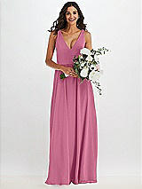 Alt View 2 Thumbnail - Orchid Pink Deep V-Neck Chiffon Maxi Dress