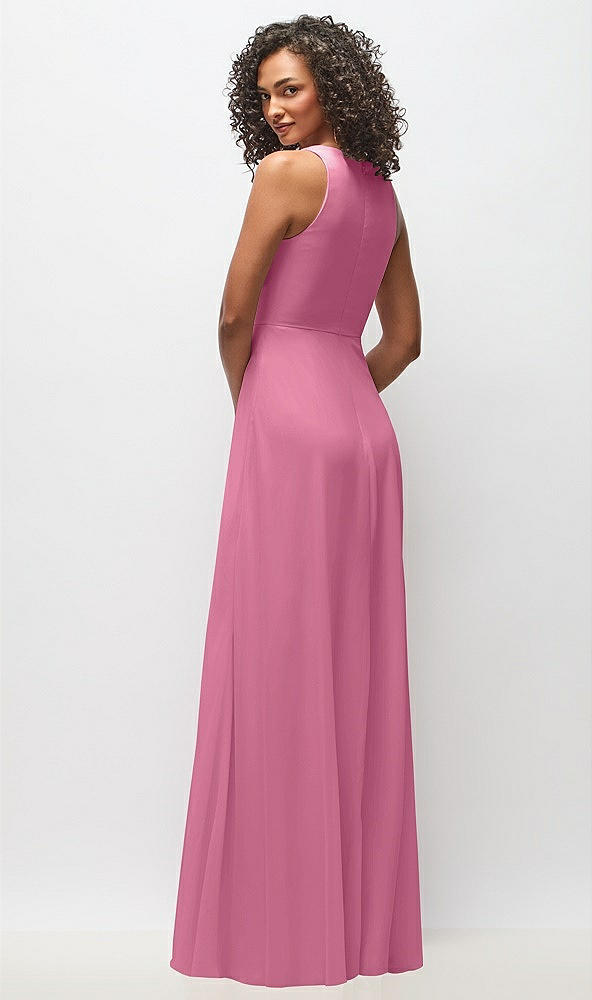 Back View - Orchid Pink Deep V-Neck Chiffon Maxi Dress