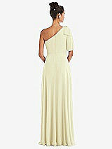 Rear View Thumbnail - Butter Yellow Bow One-Shoulder Flounce Sleeve Maxi Dress
