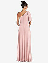 Rear View Thumbnail - Rose Bow One-Shoulder Flounce Sleeve Maxi Dress