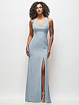 Front View Thumbnail - Mist Criss-Cross Cutout Back Maxi Dress with Front Slit