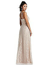 Rear View Thumbnail - Cameo Draped Wrap Bodice Metallic Lace Maxi Dress
