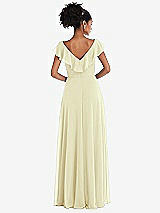 Rear View Thumbnail - Butter Yellow Ruffle-Trimmed V-Back Chiffon Maxi Dress