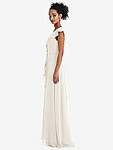 Side View Thumbnail - Ivory Ruffle-Trimmed V-Back Chiffon Maxi Dress