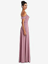 Alt View 3 Thumbnail - Dusty Pink Off-the-Shoulder Draped Neckline Maxi Dress