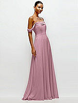 Side View Thumbnail - Dusty Pink Off-the-Shoulder Draped Neckline Maxi Dress