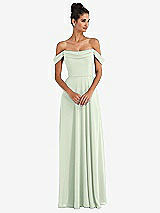 Alt View 1 Thumbnail - Mint Green Off-the-Shoulder Draped Neckline Maxi Dress