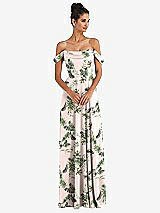 Alt View 1 Thumbnail - Palm Beach Print Off-the-Shoulder Draped Neckline Maxi Dress