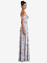 Alt View 3 Thumbnail - Butterfly Botanica Silver Dove Off-the-Shoulder Draped Neckline Maxi Dress