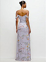 Rear View Thumbnail - Butterfly Botanica Silver Dove Off-the-Shoulder Draped Neckline Maxi Dress
