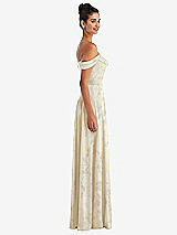 Alt View 3 Thumbnail - Butter Yellow Floral Off-the-Shoulder Draped Neckline Maxi Dress