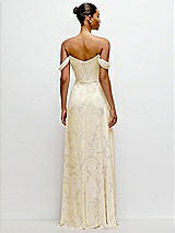 Rear View Thumbnail - Butter Yellow Floral Off-the-Shoulder Draped Neckline Maxi Dress