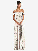 Alt View 1 Thumbnail - Blush Garden Off-the-Shoulder Draped Neckline Maxi Dress