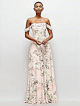 Front View Thumbnail - Blush Garden Off-the-Shoulder Draped Neckline Maxi Dress
