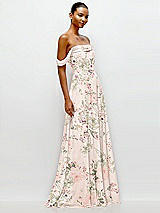 Side View Thumbnail - Blush Garden Off-the-Shoulder Draped Neckline Maxi Dress