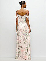 Rear View Thumbnail - Blush Garden Off-the-Shoulder Draped Neckline Maxi Dress