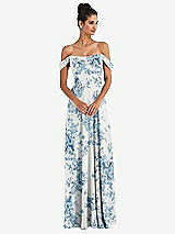 Alt View 1 Thumbnail - Cottage Rose Dusk Blue Off-the-Shoulder Draped Neckline Maxi Dress