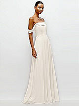 Side View Thumbnail - Ivory Off-the-Shoulder Draped Neckline Maxi Dress