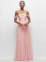 Front View Thumbnail - Rose Off-the-Shoulder Draped Neckline Maxi Dress