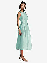 Side View Thumbnail - Coastal Bateau Neck Open-Back Pleated Skirt Midi Dress