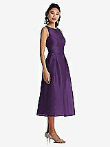 Side View Thumbnail - Majestic Bateau Neck Open-Back Pleated Skirt Midi Dress