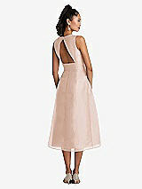 Rear View Thumbnail - Cameo Bateau Neck Open-Back Pleated Skirt Midi Dress