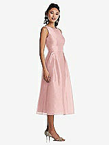 Side View Thumbnail - Rose Bateau Neck Open-Back Pleated Skirt Midi Dress