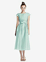 Front View Thumbnail - Coastal Cap Sleeve Pleated Skirt Midi Dress with Bowed Waist