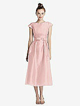 Front View Thumbnail - Rose Cap Sleeve Pleated Skirt Midi Dress with Bowed Waist