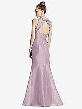 Front View Thumbnail - Suede Rose Bateau Neck Open-Back Maxi Dress with Bow Detail