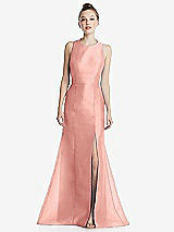 Rear View Thumbnail - Apricot Bateau Neck Open-Back Maxi Dress with Bow Detail