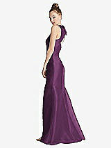 Side View Thumbnail - Aubergine Bateau Neck Open-Back Maxi Dress with Bow Detail