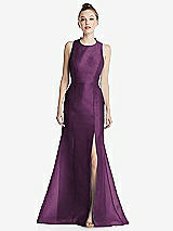 Rear View Thumbnail - Aubergine Bateau Neck Open-Back Maxi Dress with Bow Detail