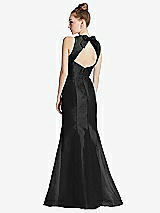 Front View Thumbnail - Black Bateau Neck Open-Back Maxi Dress with Bow Detail