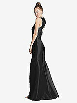 Side View Thumbnail - Black Bateau Neck Open-Back Maxi Dress with Bow Detail
