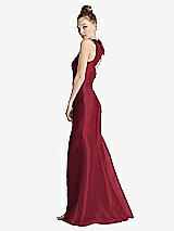 Side View Thumbnail - Claret Bateau Neck Open-Back Maxi Dress with Bow Detail