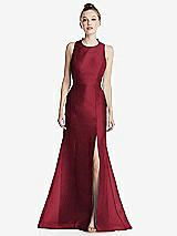 Rear View Thumbnail - Claret Bateau Neck Open-Back Maxi Dress with Bow Detail