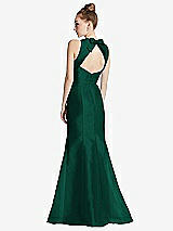 Front View Thumbnail - Hunter Green Bateau Neck Open-Back Maxi Dress with Bow Detail