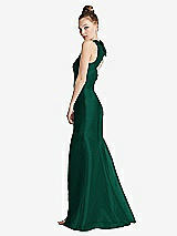 Side View Thumbnail - Hunter Green Bateau Neck Open-Back Maxi Dress with Bow Detail