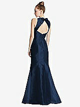 Front View Thumbnail - Midnight Navy Bateau Neck Open-Back Maxi Dress with Bow Detail