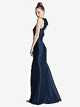 Side View Thumbnail - Midnight Navy Bateau Neck Open-Back Maxi Dress with Bow Detail