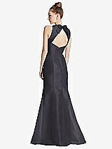 Front View Thumbnail - Onyx Bateau Neck Open-Back Maxi Dress with Bow Detail